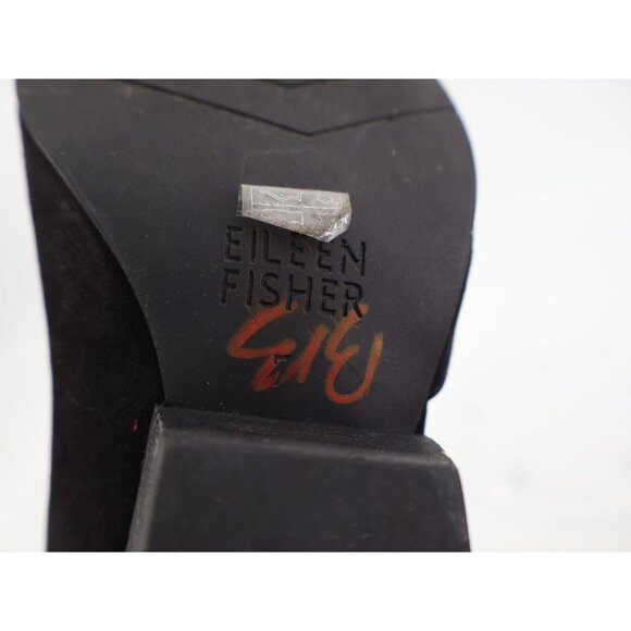 Eileen Fisher Women's Lily Pump Size 7 Pointed D'orsay Block Heel Black Suede - Picture 9 of 10